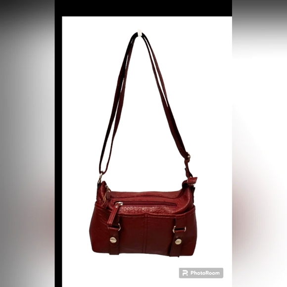 Rosetti Maroon Small Faux Leather Crossbody Handbag Purse - Picture 1 of 9